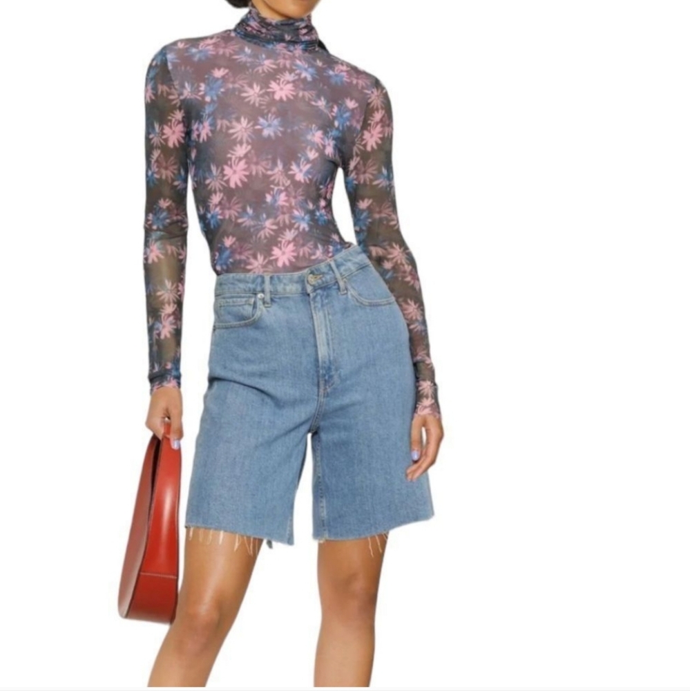 Ganni Daisy Spray Lilac Sachet Turtleneck New With Tags Size 44 US XL